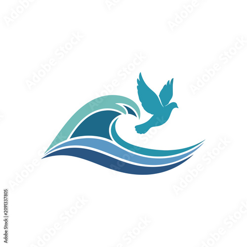 Dove flying over ocean wave