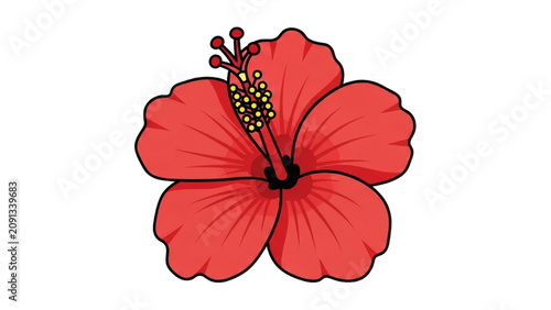 Фотография A 2D Vector Illustration of a Large Red Hibiscus Flower