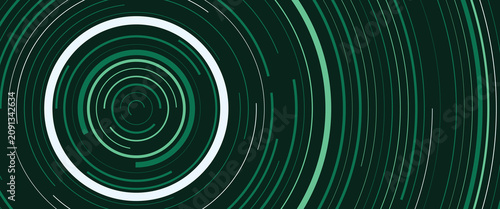 Fotografie Concentric circles pattern with varying line thickness in shades of green and wh