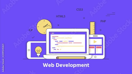 Modern Web Development Concept with Programming Code Animation