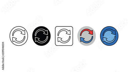 Tableau sur toile Collection of various refresh and recycle icons in different colors and styles