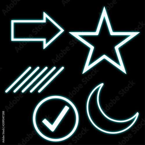 Black and White Star Icon Set with Arrows and Stripes Vector Symbols for Web Design Business Buttons and Decorative Elements
