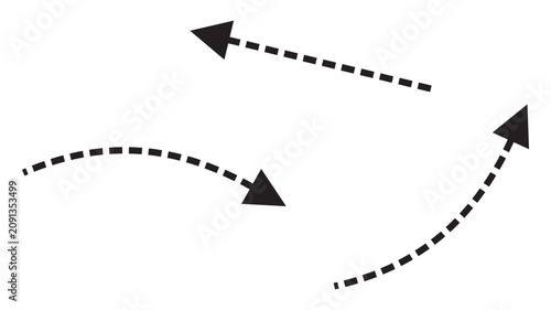 Black Dashed Curved Arrow Icon Set. Upward Direction, Growth and Navigation Vector Isolated on White Background