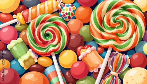 Sweet candy mix featuring lollipops and assorted sugary treats