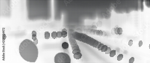 Quadro su tela Halftone pattern with varying dot density and gradient effect on white backgroun