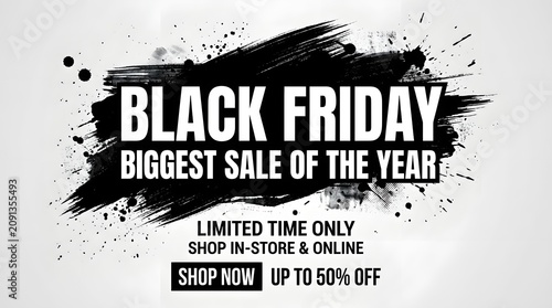 Black friday sale banner with ink splatter