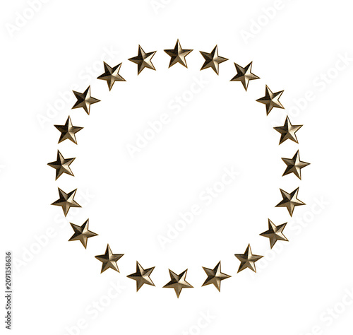 Golden star circle emblem on transparent background