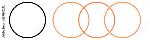 Circle Outline Set. Minimal Round Shape Frames and Overlapping Ring Vector Isolated on White Background