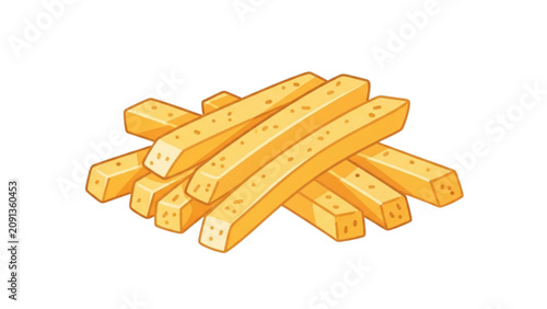 Canvastavla A 2D Vector Illustration of golden crispy french fries piled high