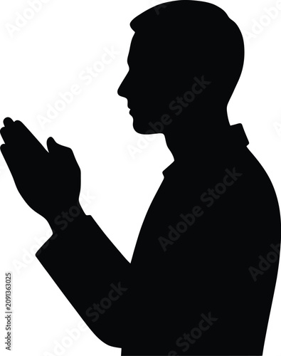 Foto Minimalist black vector illustration showing the side profile silhouette of a ma