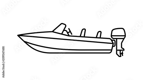 Foto Speedboat Line Art Icon - Vector Graphic of a Motorboat