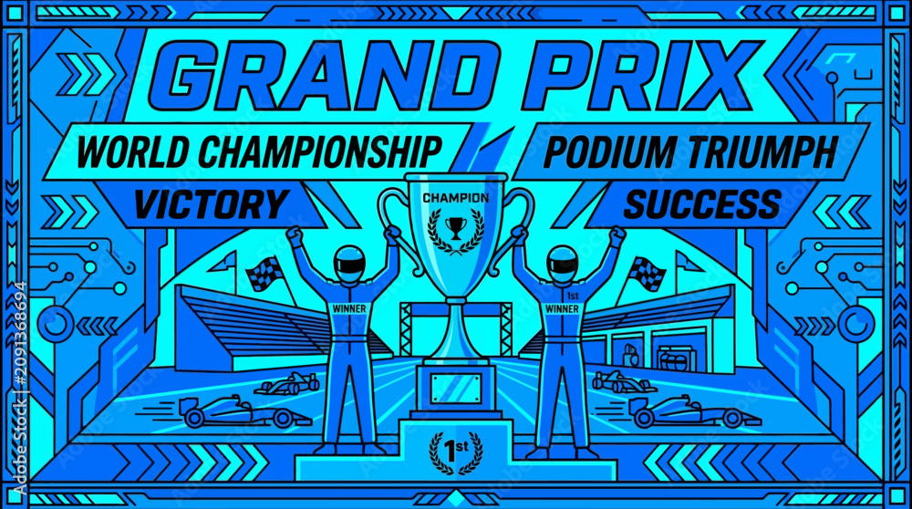 Obraz premium Grand Prix Racing Champions Triumph Victory Podium Success Celebration