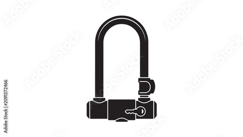 Картината върху платно U-Lock Bicycle Lock with Key in Minimal Black and White Design Featuring Securit