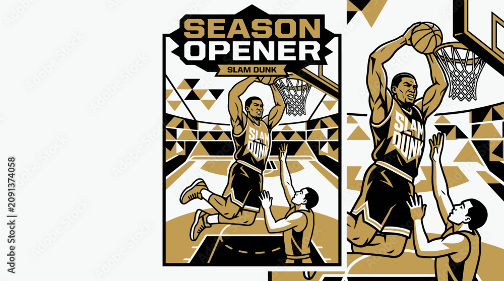 Fototapeta premium Dynamic Basketball Season Opener Slam Dunk Illustration Graphic