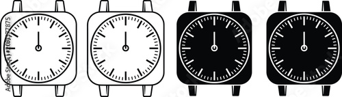 Fotografija Set of four analog wrist watch clock icons showing twelve oclock time for fashion or luxury timekeeping design