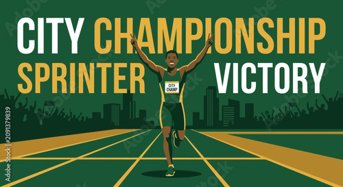 City Championship Sprinter Victory Celebration With Crowd Cheers