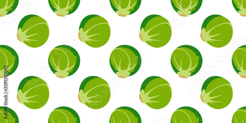 Seamless pattern with brussels sprouts isolated on white background