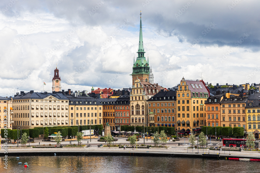 Fototapeta premium Stockholm Kornhamnstorg Square in Gamla Stan with German Church Tower