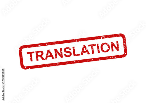 Red vintage translation stamp with text illustration
