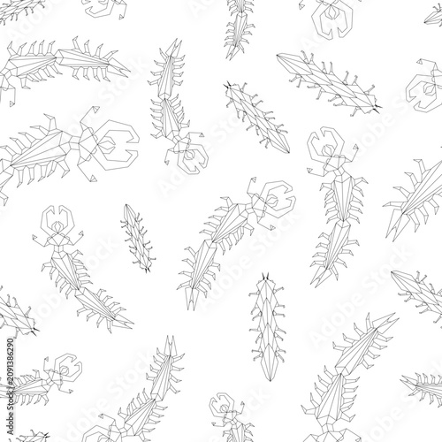 Geometric contour centipede on a white background