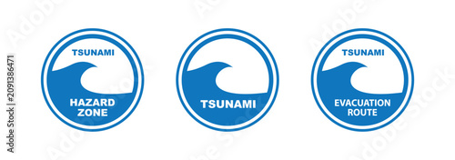 blue sign tsunami icon