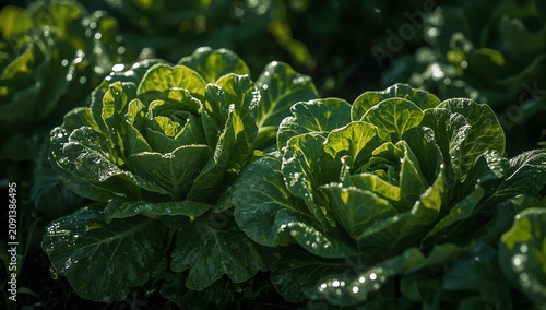 Fresh Lettuce Growing in a Garden Under Natural Light During the Morning Hours