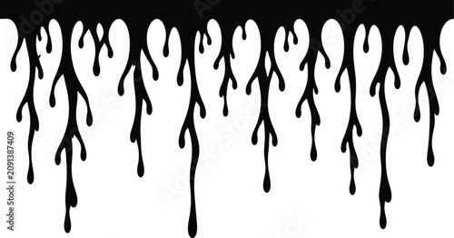 Photos Dripping liquid silhouette on white background black and white vector illustrati