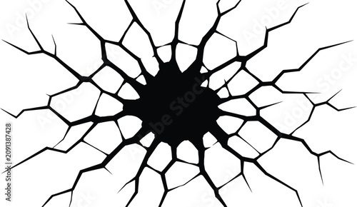 Konstfotografi Crack silhouette on white background fractured surface graphic