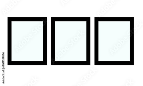 set of frames. A vector set of black frames on a wall. A concept featuring empty frames. A mockup of frames for photos and paintings.