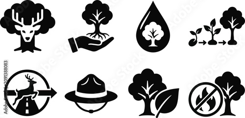 Fotografie Forest and nature conservation icons