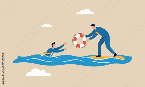 Bild auf Leinwand Help in crisis business, safe and security aid to solve problem, emergency lifeb