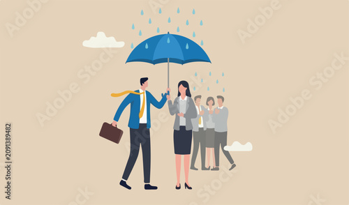 Foto Altruism selfless principle for leadership to protect team and success together,