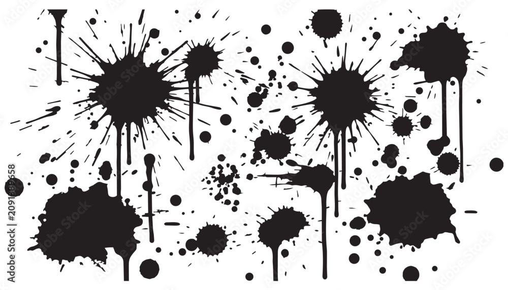 Fototapeta premium Paint Splatter Grunge Set Texture Vector Design Art