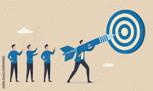 Tableau sur toile Aiming for meeting teams together bank target, success or accuracy, ambition or