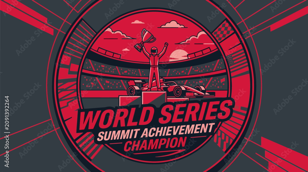 Obraz premium World Series Summit Achievement Champion Vector Graphic