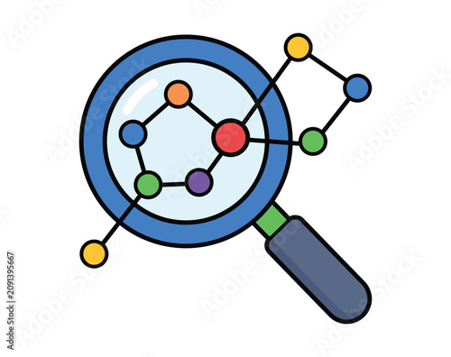 Prompt Diagnostic Search Lookup Icon Vector, Command Line Network Inspection, Colorful Magnifying Glass Code Audit Flat Graphic