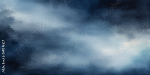 Tableau sur toile Dramatic Dark Storm Clouds Over Blue Sky with Sunlight Breaking Through, Moody W