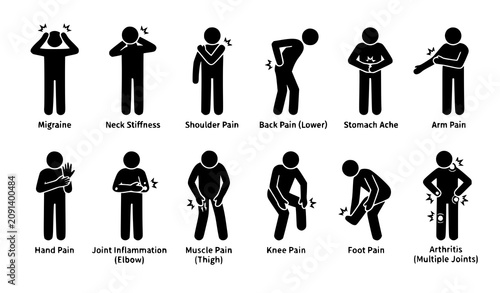 Konstfotografi Human Body Pain Glyph Vector Icons for Healthcare Symptoms and Medical Design