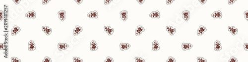 Hand drawn folk art floral seamless border pattern. Flat isolated all over design vector banner illustration. Botanical scandi summer fall nature ornament edge style. Quirky flower texture edge repeat
