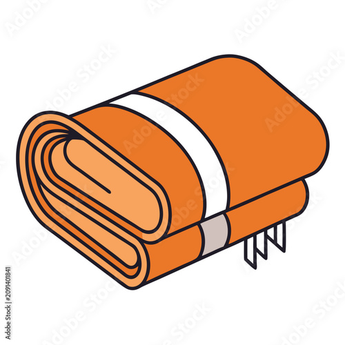 Bilde på lerret Orange Towel with white stripe vector illustration