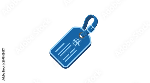 Konstfotografi A blue luggage tag hangs from a handle with a lock on 20260703.