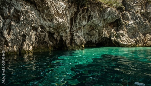 Rocky Shores Line a Clear Body of Water in a Natural Setting During a Sunny Day