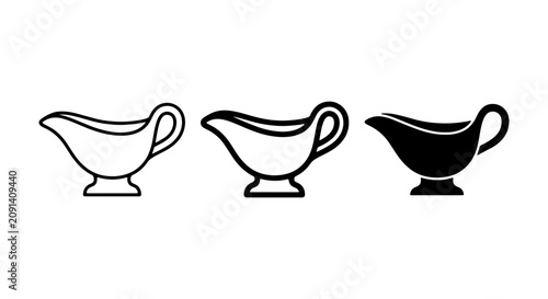 Gravy Boat Icons, Sauce Dish Vector Graphics, Culinary Vessel Illustrations for Food Service