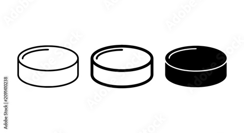 Canvas Print Hockey Puck Icons, Sport Equipment Vector Graphics, Ice Hockey Game Elements, Bl
