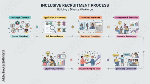 Inclusive Recruitment Hiring Process Vector Illustration Diverse Candidates