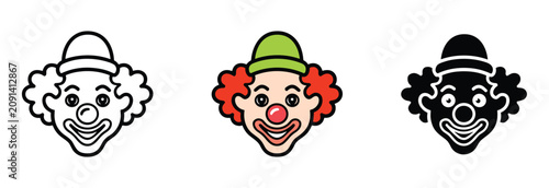 Obraz na płótnie Clown Faces Collection: A trio of stylized clown faces, showcasing various artistic interpretations