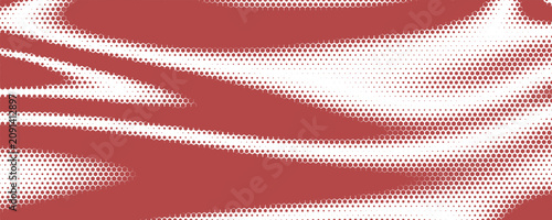 Abstract Dynamic Wave Background with Red and White Hexagon Halftone Pattern