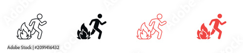 Fotografía Fire Emergency Exit Icon Set