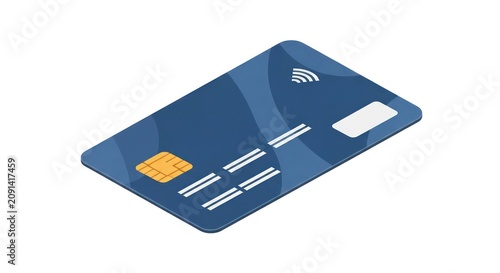 Blue Credit Card with Chip Technology.