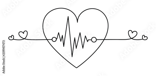 Heartbeat heart line art illustration